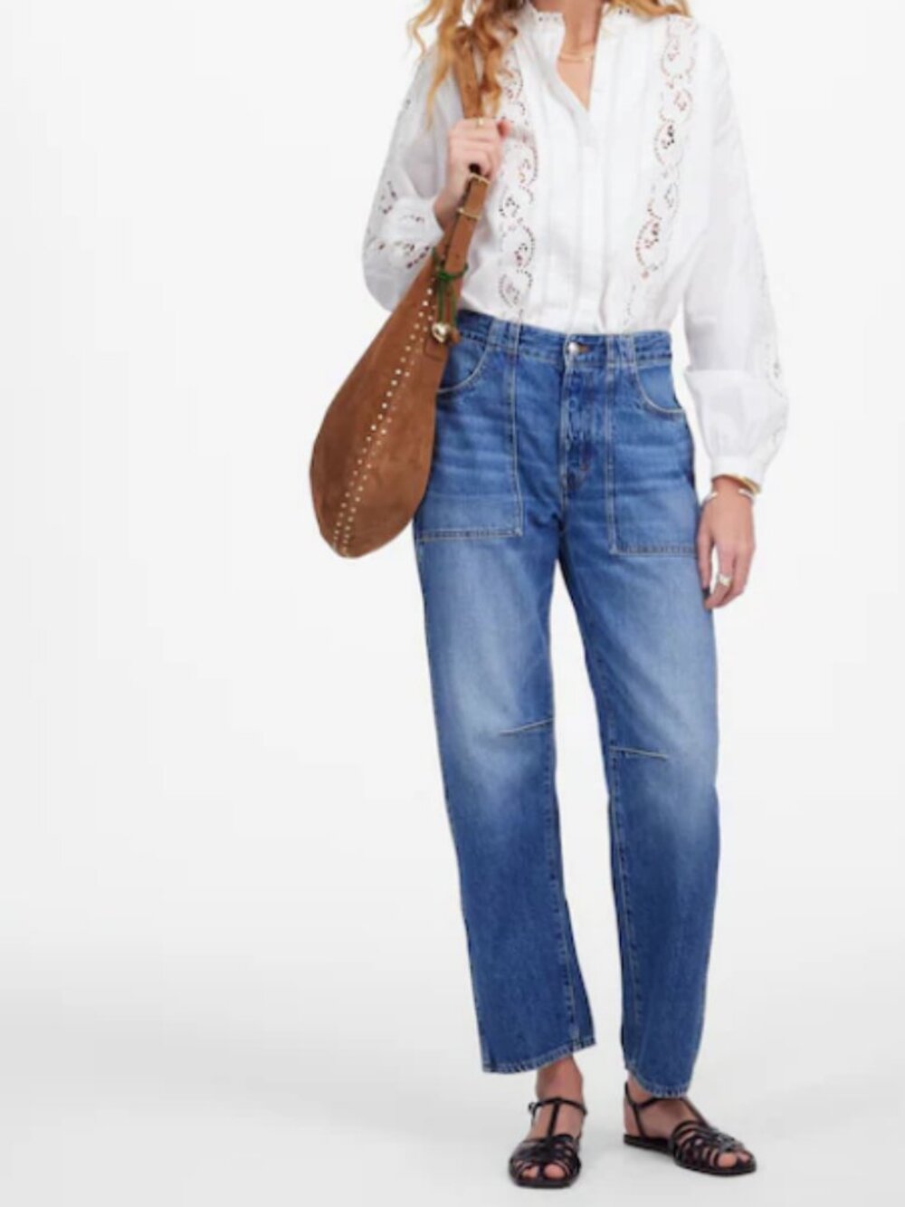 Madewell The Petite Darted Barrel Leg Denim Jean Kingsmark Wash 29P